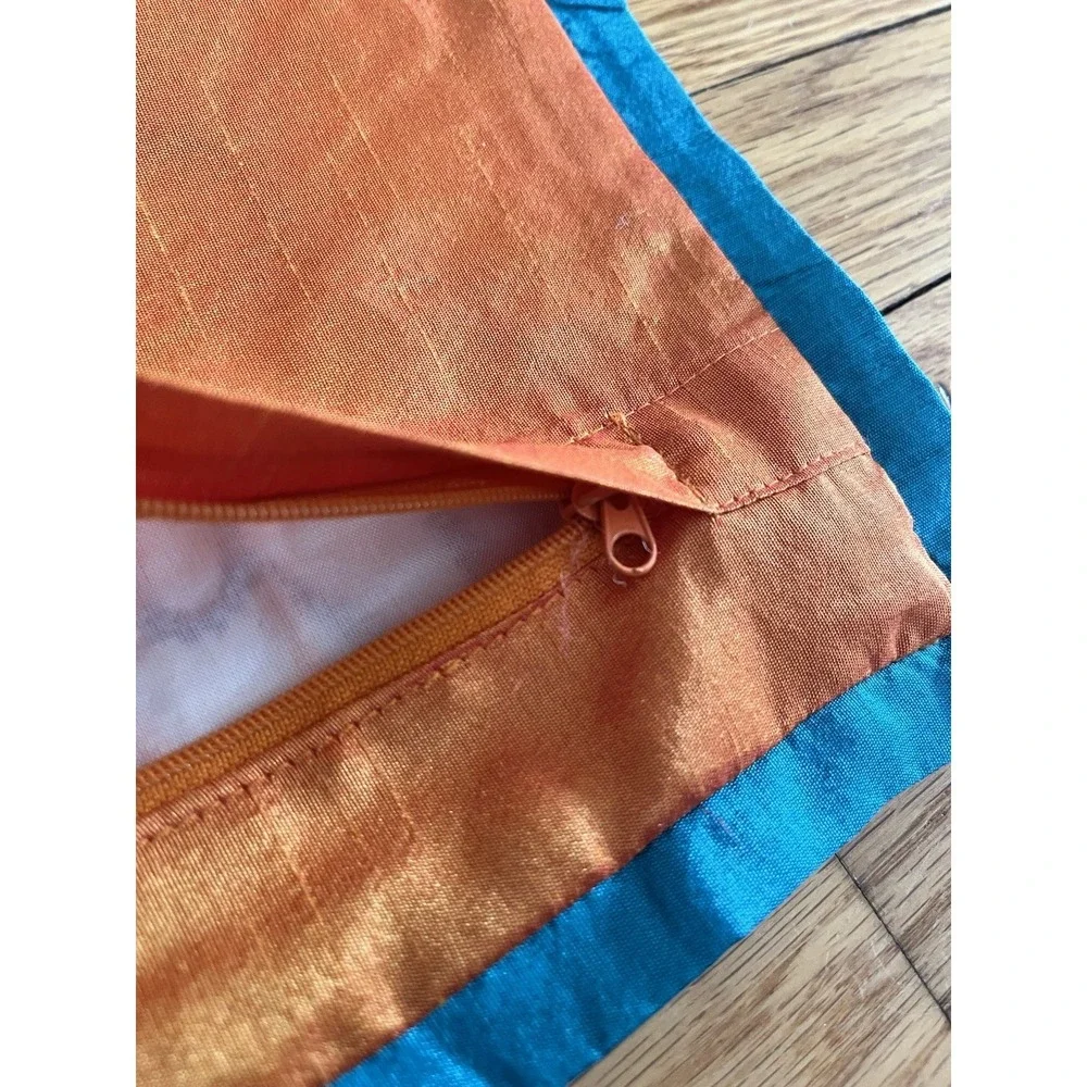 A JOURNEY TO INDIA Pillow Sham Applique‎ Floral Bird Red Green Orange Blue Boho